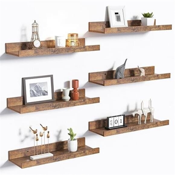 Floating Shelves for Wall, Wall Shelves for Decor Storage Set of 6 - Picture 7 of 14